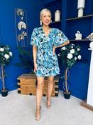 Ganis Belted Mini Dress Floral Blue image