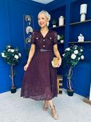 Allie Lace Detail Occasion Dress Burgundy