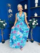 Lindsey Plunge Neck Maxi Dress Floral Blue image