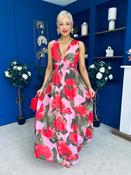 Lindsey Plunge Neck Maxi Dress Floral Pink image