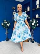 Glenda Banded Midi Dress Floral Blue