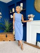 Louisa Gold Buckle Wrap detail Midi Dress Blue image