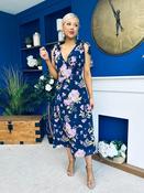 Beverly Floral Tie Shoulder Midi Dress Navy image