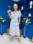 Eirinn Pleated Midi Dress Floral Blue