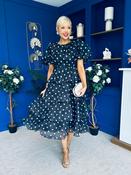 Kelsey Puff Sleeve Layered Occasion Polka Black