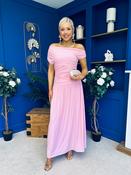 Colette Rushed Off Shoulder Maxi Dress Pink