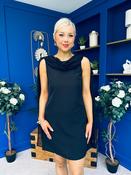 Amy Drape Detail Shift Dress Black