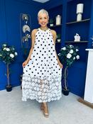 Tilly Crochet Detail Midi Dress Polka White