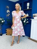 Myrtle V Neck A Line Floral Lace Midi Dress Blush image