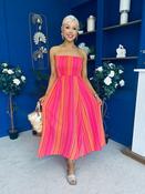Kiley Bandeau Midi Dress Aztec Stripe Pink Pre Order 13 Jun