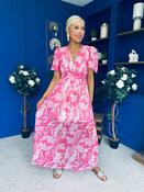 Sara Banded Midi Dress Floral Fuchsia image
