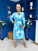 Mollie Banded Midi Dress Floral Sky