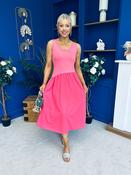 Amanda Detailed Midi Dress Coral