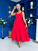 Miranda Square Neck Detailed Midi Dress Red image