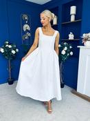 Miranda Square Neck Detailed Midi Dress White image