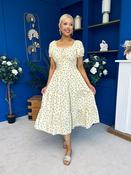 Blaine Detailed Bardot Midi Dress Polka Yellow image