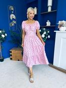 Blaine Detailed Bardot Midi Dress Polka Pink image