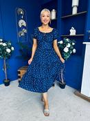 Blaine Detailed Bardot Midi Dress Polka Navy image