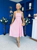 Adison Halterneck Midi Dress Coral Polka Peach image