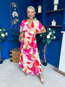 Suzan Banded Midi Dress Printed Coral image
