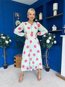 Lucy Detailed Midi Dress Pink Polka Green image