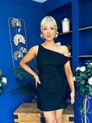 Julie Asymmetric Neckline Mini Dress Black image