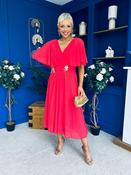 Nancy Cape Detailed Midi Dress Coral image