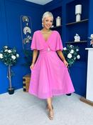 Nancy Cape Detailed Midi Dress Cerise image
