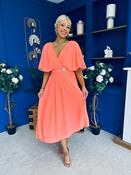 Nancy Cape Detailed Midi Dress Peach image