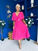 Nancy Cape Detailed Midi Dress Fuchsia image