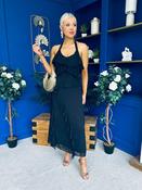 Cherie Frill Detail Halterneck Midi Dress Black image