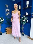 Cherie Frill Detail Halterneck Midi Dress Pink image