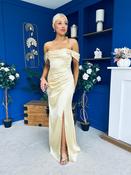 Sandra Bardot Satin Occasion Dress Yellow image
