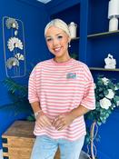 Orna Casual Striped T-Shirt Pink image
