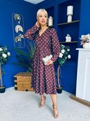 Avril Pleat Detail Midi Dress Blue Polka Coffee image