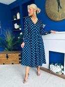 Avril Pleat Detail Midi Dress Cream Polka Navy image
