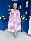 Avril Pleat Detail Midi Dress Coco Polka Pink image