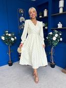 Avril Pleat Detail Midi Dress Blue Polka Yellow image
