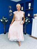 Caroline Frill Top &amp; Lace Hem Skirt Set Pink
