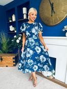 Naoise Frill Sleeve Midi Dress Floral Navy image
