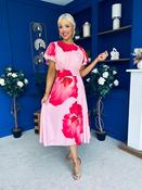 Naoise Frill Sleeve Midi Dress Floral Pink image