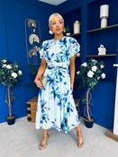 Naoise Frill Sleeve Midi Dress Floral Pwr Green image