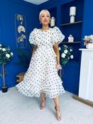Kelsey Puff Sleeve Layered Occasion Polka Cream