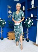 Drew Puff Sleeve Wrap Front Midi Dress Floral Green