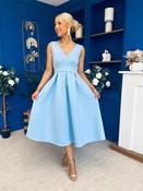 Bethany V Neck Skater Midi Blue