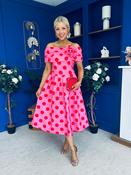 Willow Detailed Bardot Midi Dress Red Polka Cerise image