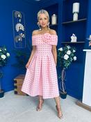Willow Detailed Bardot Midi Dress Coral Polka Peach