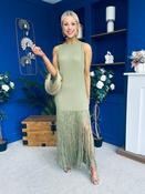 Nadine Tassel Detailed Midi Dress Khaki