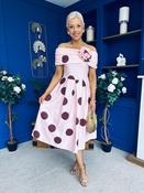 Willow Detailed Bardot Midi Dress Coco Polka Blush