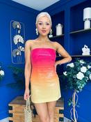 Tyra Bandeau Ombre Sequin Mini Dress Coral image